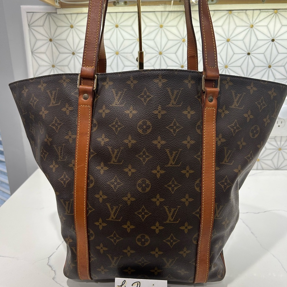 Louis Vuitton Brown Monogram Sac Shopper with Leather Accent